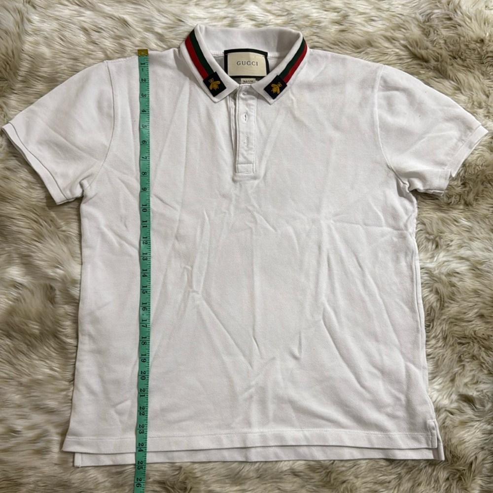 Gucci White Polo Shirt with Green and Red Accents